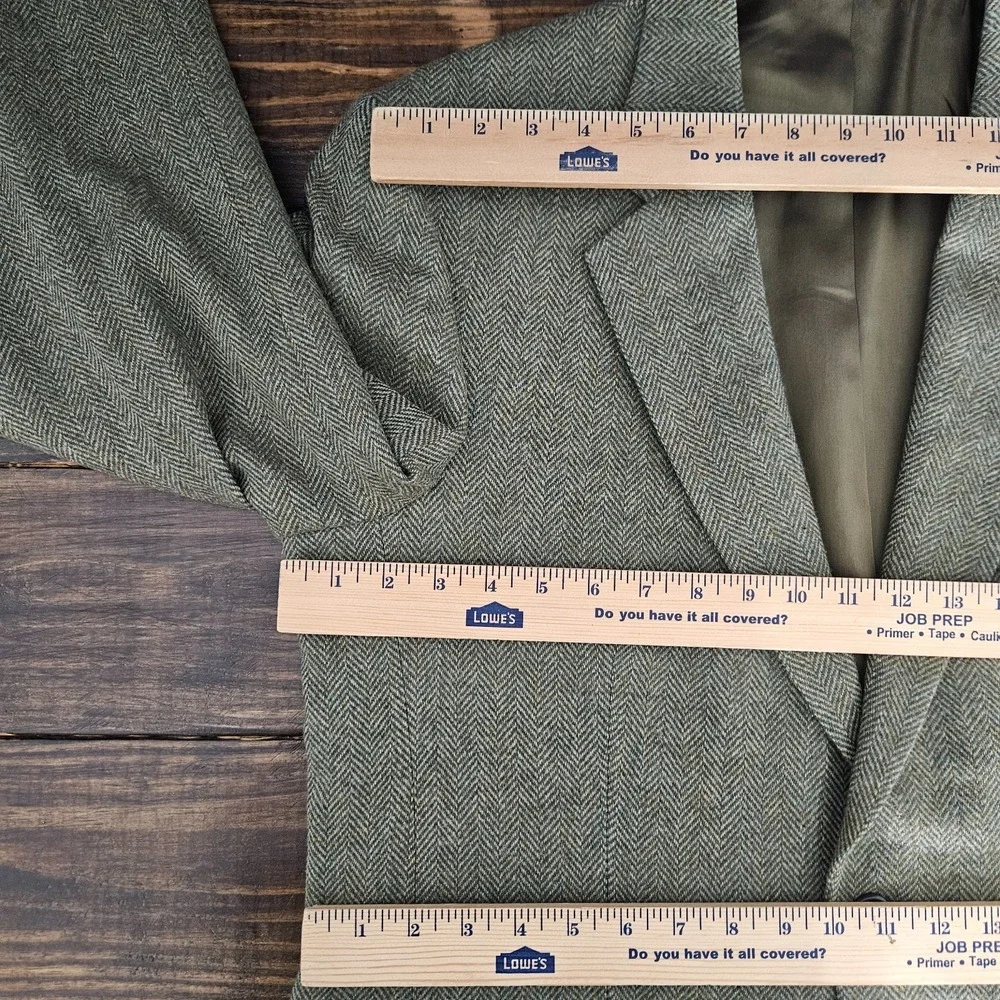 Land's End Men's Tweed Style Sport Coat Blazer Two Button Olive Wool & Lamb 41L